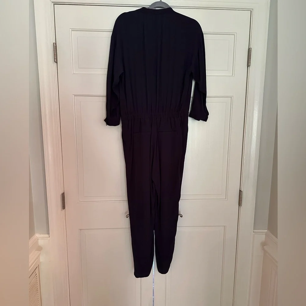 Madewell jumpsuit navy size S button front v neck collar long sleeve - Picture 4 of 6